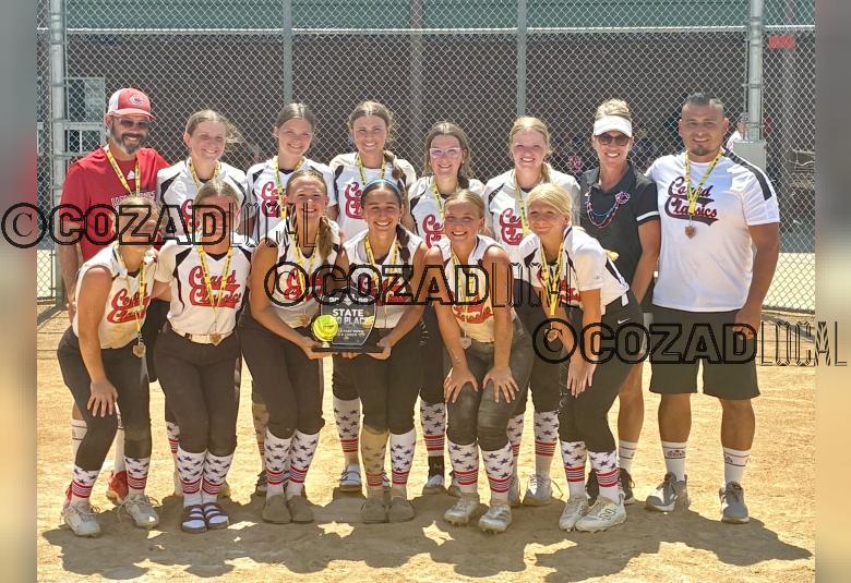 Back row from left: Coach Travis Munster, Kylee Kubert, Mallory Munster, Aubrey Hammerlun, Addison Howerter, Sara Howell, Coach Stephanie Howell, and Coach David Hernandez. Front row: Ella Baal, Bailey Hyatt, Makenna Broz, Isabella Hernandez, Madilyn McNally, and Bristol Kubert. (Courtesy Photo) 