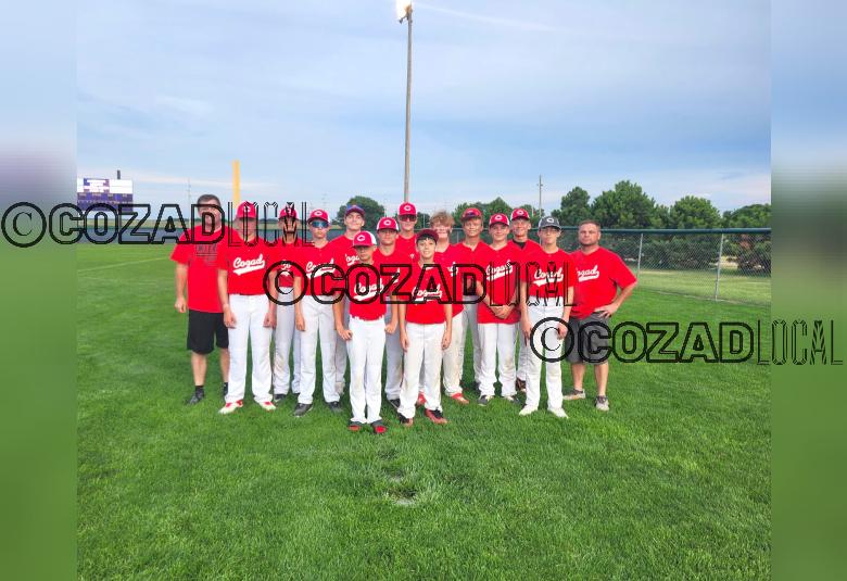 Back row from left: Assistant Coach Dominic Heiman, Jax Yokum, Max Bazata, Miles Heiman, Mason Melcher, Jaxon Woltemath, LJ Brass, Landry Ide, Parker Henry, Hunter Maudlin, Reiner Armagost, Dodson Beuring, Samuel Ross, Mathew Mortimer, and Coach Michael Woltemath. (Courtesy Photo) 